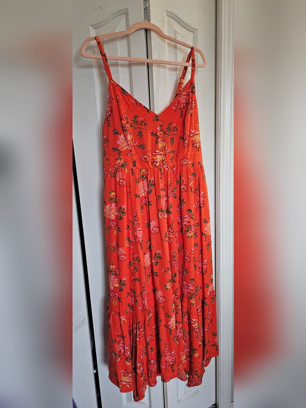NWOT Torrid Orange Floral Sundress with Pink & Green Accents